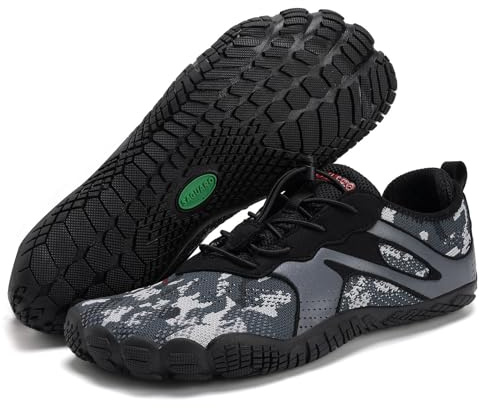 SAGUARO Barefoot sneakers dam herr minimalistiska skor andningsbara löparskor för fitness vandring storlek 35–48, Kamouflage, 47 EU