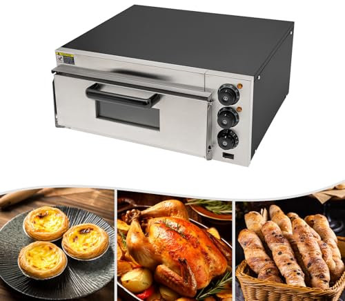 Forno per pizza, forno per pizza, 20 l, forno per pizza, forno monostrato in acciaio inox, forno per pizza con guanti da forno, temperatura regolabile 50 – 350 ℃, per panetterie, uso domestico, ecc