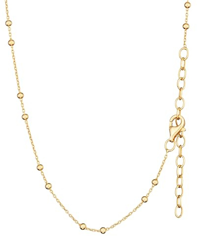 NKlaus Kugelkette 925 Sterling Silber, 5cm Verlängerung, 2mm breit, 1 Stück | Vergoldet; für Damen; Grundlänge 40cm oder 45cm