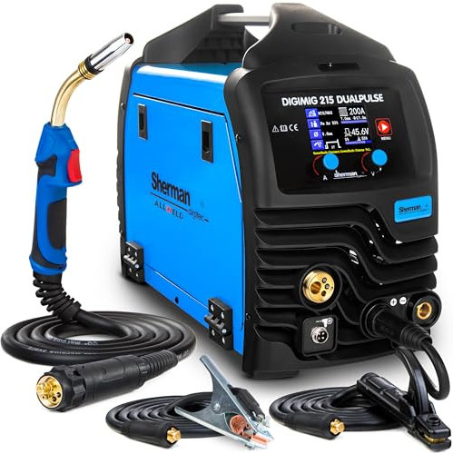 Sherman DIGIMIG 215 Double Pulse - 200A Saldatrice a Filo Continuo con Gas Completamente Sinergico - Stazione per Saldatura MIG MAG, Saldatura a Punti, Saldobrasatura, Filo Imbottito, MMA e TIG-LIFT