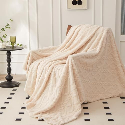 Mezzar Coperta Matrimoniale Pile, Coperta per Divano Morbida, Plaid Pile Blanket per Letto Caldo e Confortevole (Bianco, 200 * 230CM)