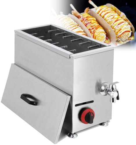 ZyKnaurral Friggitrice per Cani di Mais, Macchina per Fare Bastoncini di Formaggio Commerciale da 21 Litri, friggitrice per Hot Dog al Formaggio, caffetteria, panetteria, Snack Street