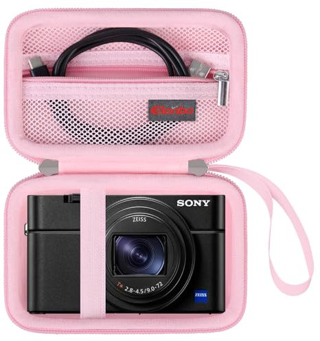 Elonbo Custodia da trasporto per fotocamera subacquea YISENCE 4K, autofocus da 3,9 m, impermeabile, custodia da viaggio compatta e impermeabile, tasca in rete adatta per caricabatterie, rosa