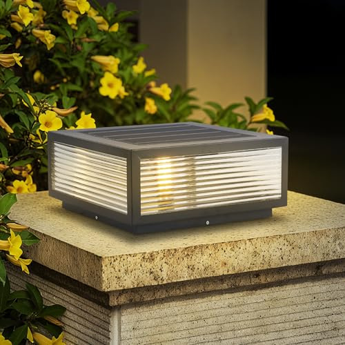 Lámparas Poste Lámpara Solar Luz Poste Lámparas Tapas Columna Cuadradas Impermeables Al Aire Libre Luz Linterna Columna Grande Luz Pilar Vivienda Exterior Luz Tapa Cubierta Cerca Jardín Patio Patio