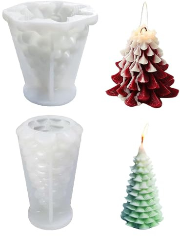 KBIBCK 2 Stück Weihnachtsbaum Kerzenform, Silikonform Weihnachten 3D Kerzengießformen, Weihnachten DIY Silikonform Tannenbaum, Kerzen Form Candle Mold Weihnachten für Weihnachtsgeschenke