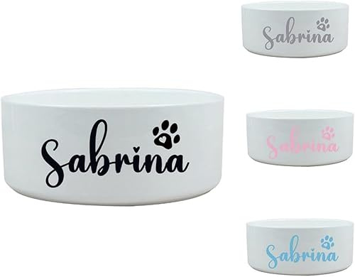 Personalized Ceramic Pet Bowl, Custom Dog Pet Name Dish with Paw Design, Perfect Pet Feeding Bowl Gift for Birthdays or Chrismas (Small)