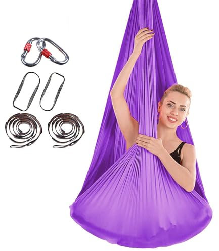 PRMTYUP Columpio De Yoga, Columpio EláStico De Aire Antigravedad, Kits De Hamacas De Yoga De 4 M, Hamacas Duraderas, Telas AéReas para Yoga, Equipo De Danza AéRea para Pilates,12,4 * 2.8m