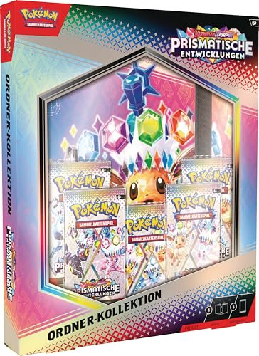 Pokémon-Sammelkartenspiel Ordner-Kollektion Karmesin & Purpur – Prismatische Entwicklungen (Ordner mit 378 Kartenfächern & 5 Boosterpacks)