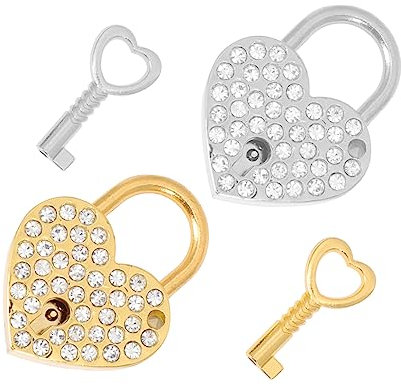 Angoily 2sätze Herzförmiges Vorhängeschloss Mit Schlüssel Mini-schloss Aus Zinklegierung Und Langlebig Geeignet Als Geschenk Für Partner Und Freunde