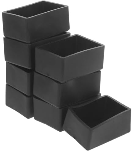 Veemoon Rectangular Rubber Chair Leg Caps 40 X 60MM, 8pcs Black Chair Feet Rubber Protector Covers Furniture Leg Carpet Protective Cups or Indoor Outdoor Home Kitchen Garden Furniture Picnic Table