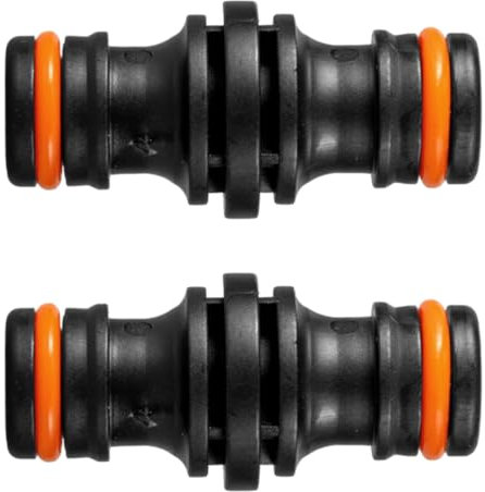 Double Male Hose Connector Coupler Extender Joiner - Leak-Proof & Durable - Compatible with Hozelock, Gardena & Most Popular Fittings - Ideal for Garden Hose, Irrigation, Car Washing (Black x 2 Pcs)