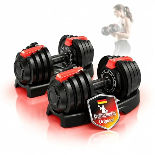 SPORTSCHMIEDE Hanteln Set verstellbar als Kurzhanteln fürs Home Gym | Gewichte 3-24 kg wählbar · Kraftstation · Fitnessgeräte Zuhause · Krafttraining · Workout Frauen & Männer