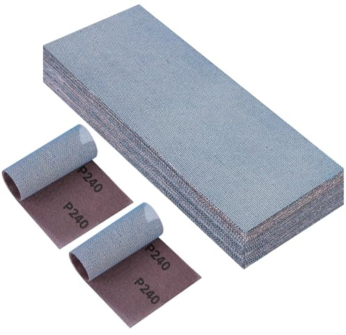 PMIQSA 25er Netz Schleifstreifen 115x230mm Körnung 240 Schleifgitter Klett | für Handschleifer Schwingschleifer und Handschleifblock Profi Keramik Schleifpapier