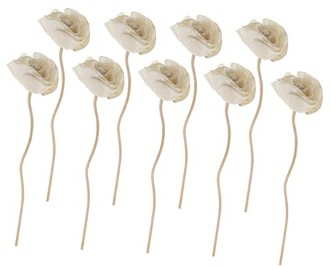9 Piezas Varillas Difusoras de Madera Clara Flores Secas