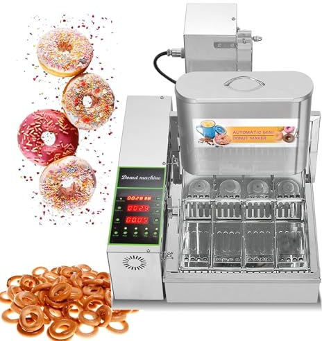 Donut Machine Maker, Commercial Mini Automatic Fryer with Adjustable Thickness and Digital Control, Stainless Steel Construction