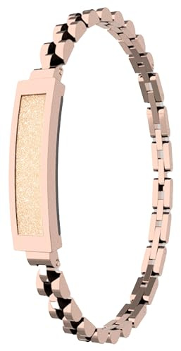 findtime Aktivitätstracker Fitness Tracker Damen Smart Bracelet Smartband Wasserdicht Schrittzähler Schlaftracker Kalorienzähler Schmal Schmuck Edelstahl Armreif für iOS Android Gold Rosegold