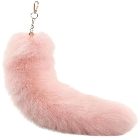 OIXEYA Fuchsschwanz Anhänger etwa 35 cm Fell Schwanz Keychain Extra Groß Schlüsselring Tasche Zusätze Auto Schlüsselketten Anhänger Weich Flaumig Dicht Dekoration