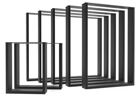 HEVVA Tischbeine Basel | Stabile Konstruktion | Tischkufen Metall Tischgestell für Esstisch, Küchentisch, Arbeitstisch, Schreibtisch, Gartentisch, Couchtisch, Bank (2er Set - Schwarz – 30x43 cm)