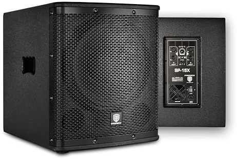 PRORECK SP-15X Aktiver PA-DJ-Subwoofer 15 Zoll 2000W PMPO mit Class-D-Verstärker, 3 DSP-Voreinstellungen (Monitor/Bassverstärkung), Schwarz für Hochzeiten/Partys/Konzerte/Kirchen (1 Subwoofer)