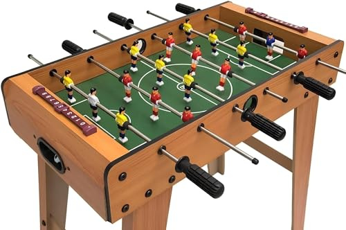 Futbolín de madera con patas súper robusto, futbolín de casa con 2 bolas marcadores de puntos, asas antideslizantes, mesa de fútbol sala para niños adultos 69 x 37 x 65,5 cm