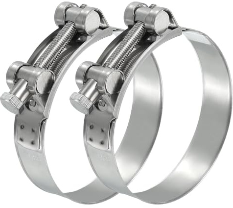 PATIKIL 92-97mm T-Bolt Hose Clamp, 2 Pack Intercooler Pipe Tube Clamps 304 Stainless Steel Radiator Hose Clamp for 3.62-3.82 Pipe