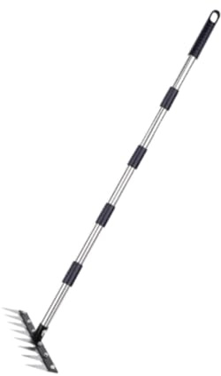Gazechimp Râteau de Jardin Outil Manuel Solide En Acier pour Désherber Retourner La Terre Ameublir et Planter Conception Ergonomique pour Travaux Agricoles Inte, Style C