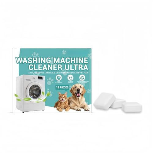 12 Stück Waschmaschinenreiniger Tabs für Haustierbesitzer,Reiniger mit Formel für Tiefenreinigung Maschinenreiniger Washing Machine Cleaner Descaler Waschmaschinen Reiniger für Tiefenreinigung (Blau)