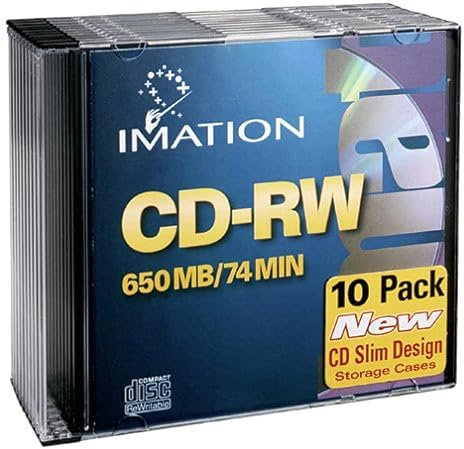 CD-RW vierges 74 minutes 1-4X Boîtier Slim Pack de 10