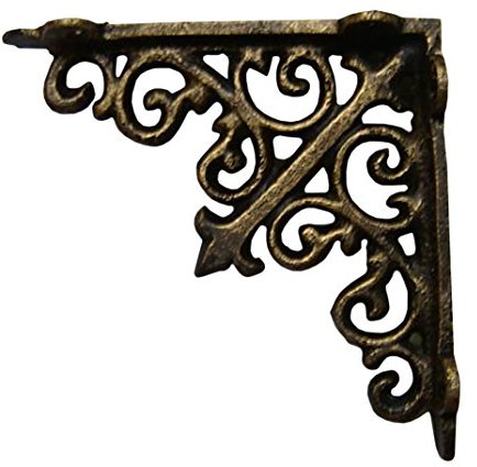Sport Tent-Vintager Winkel französisches Muster Wandhalterung Regalhalterung Gusseisen Antik rustikal für Regalträger Regalwinkel Regalhalter Wandkonsolen (14 * 14 * 3.5cm)