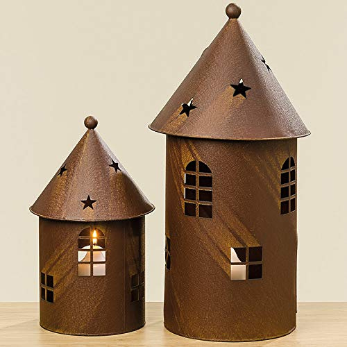 Unbekannt Windlicht Laterne Turm Metall braun 40 cm (1007381) Hauseingang Garten