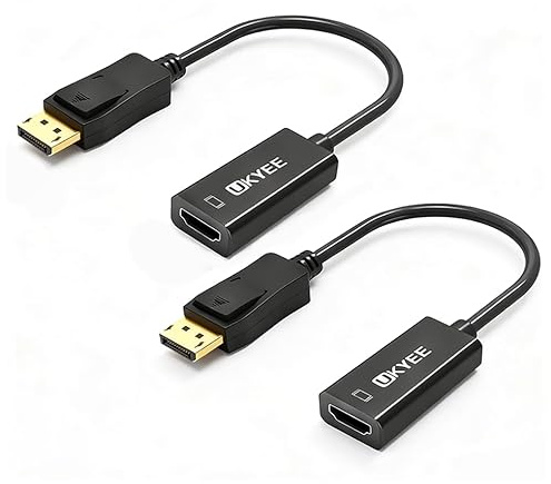 UKYEE 4K Displayport to HDMI Adapter 2-Pack, Display Port DP to HDMI Converter Cable Male to Female Port 1080P Compatible with PC, Monitor, Projector, HDTV - Black
