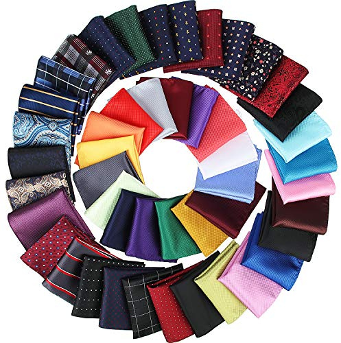 SATINIOR 47 Pcs Men Pocket Square Handkerchief Soft Colored Hankies for Party Wedding Thanksgiving Day Christmas 8.3''x 8.3''