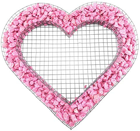 Gartenwelt Riegelsberger Herz Gitter mit bunten Steinen Fuchsia für Allerheiligen Grabschmuck Herz-Gitter Grabgestaltung Grabdeko Pflanzschale Herzgitter