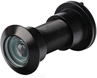 ARCH Kupfer Türspion Kamera 200 Grad-HD Optische Weitwinkel-Video-Türspion Anti-Diebstahl-Tür-Cat Eye Anti-hebel Glasobjektiv Mit Abdeckung Hauptsicherheitssystem (Color : Black)