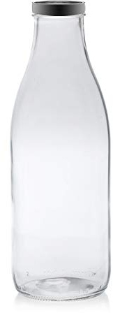 PEGANE Lot de 6 Bouteilles Fraîcheur en Verre, capacité 1000 ML, 254,5 x 74mm,Capsules argentés stérilisables 48mm avec Flip incluses - IRIOS -