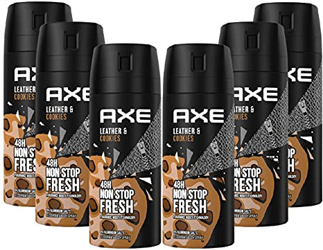 AXE Deo Collision Leather & Cookies Deospray Deodorant Bodyspray für Herren Men im 6er Pack, Männerdeo im