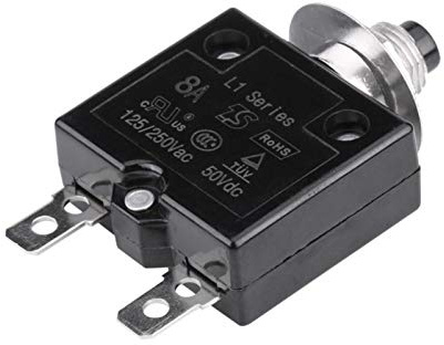 8A Interruttore Magnetotermico con Reset Manuale, Protezione da Sovracorrente, Interruttore Termico, 5A/10A/15A/18A/20A/30A
