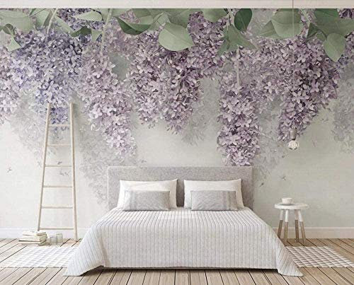 Beautiful Three-Dimensional Flower Of Wisteria Lilac Wallpaper 3D Non-Woven Wallpaper Murals Living Room Bedroom Wall Decorat 3d wallpaper paste living room the wall for bedroom Mural-150cm×105cm
