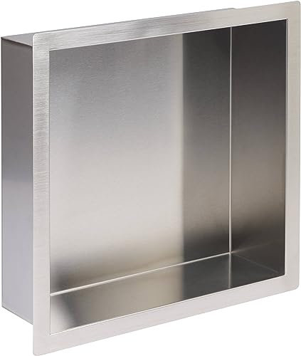 Saqu Shine Einbaunische - Edelstahl robust und langlebig - Mehr Stauraum in der Dusche Aufbewahrungs-Lösung - 30x10x30 cm - RVS Organizer - Dusche - Bad