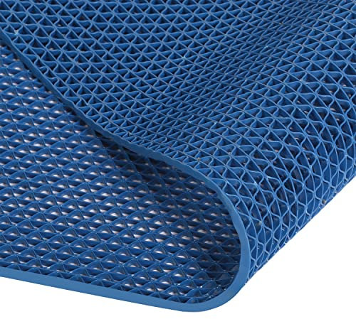 MYOYAY Drainage Non Slip Mat 3x10 Ft Commercial Floor Mat 0.22'' Thick PVC Drainage Mat Bathroom Pool Floor Rug Mesh Big Hollow Door Mats Roll for Swimming Restaurant Kitchen Bars Patio Wet Area, Blue