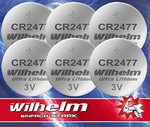 Wilhelm CR2477 Lithium Knopfzellen 3V 1070 mAh ø24 x 7,7 mm – 6 Stück