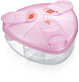 MAM Milchpulverspender & Portionierer, bis zu 3 Portionen, Schildkröte | Einhändig befüllen, keine Pulverrückstände dank dreieckiger Form, flach für unterwegs, spülmaschinenfest & sterilisierbar