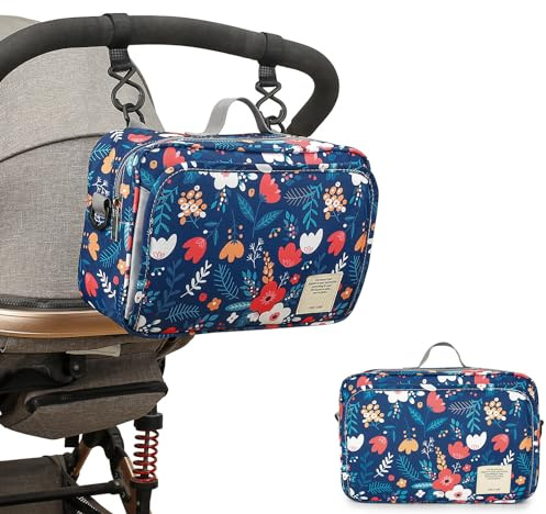 Kinderwagen Organizer,Universal Große Kapazität Buggy Kinderwagentasche Baby Zubehör Multifunktionale Aufbewahrungstasche mit Verstellbaren Schultergurten und Stauraum für Handys Spielzeug Windel