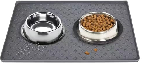 MLAHBT Hunde Futtermatte Katzen Futtermatte Napfunterlage Silikon, Futtermatten für Hunde rutschfeste um EIN Auslaufen von Wasser oder Lebensmitteln zu vermeiden, spülmaschinenfest(Grey)