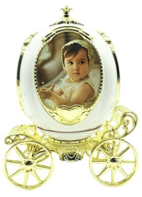 luckxuan Fotorahmen/Bilderrahmen Personalisierte Kürbisauto Fotorahmen Musikbox Bild Rahmen Desktop rotierende Bildfeier Hochzeit dekorative Accessorie Leerrahmen (Color : Gold)