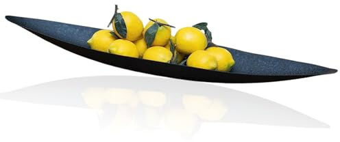 Glas Art handmade Lange Deko- und Ablageschale bootsförmig für Kosmetik Süßigkeiten Snack Schlüssel Kerzen Schwarz 40/65/85 cm, modern und vielseitig (85x18cm)