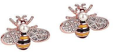 Reffeer Solid 925 Sterling Silver Bumble Bee Earrings Stud for Women Earrings Small Cute Earrings Freshwater Pearl Bee Earrings