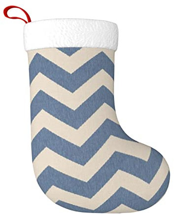 Blaue beige gestreifte Weihnachtsstrümpfe Hängetaschen für Party Silvester Weihnachten – 45,7 cm