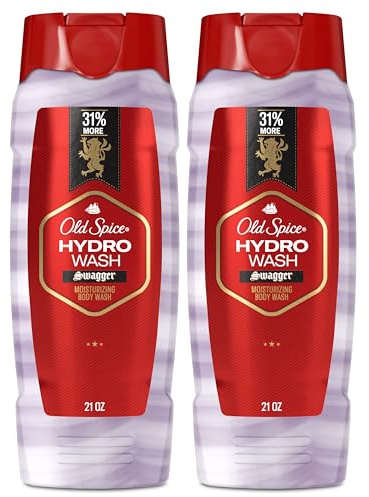 Old Spice Moisturizing Body Wash for Men, Hydro Wash, 2-in-1 Long Lasting Scent & Deep Hydration, 24/7 Shower Fresh, Swagger Scent, 21 oz (Pack of 2)