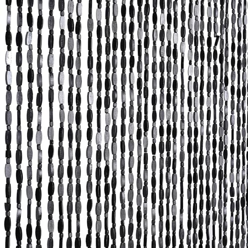 BECHAEO Handgefertigter Bambus-Perlenvorhang für Tür, 52 Stränge, Türperlen, Hippie-Vorhang, hängender Raumteiler für Boho, rustikal, Schlafzimmer, Wohnzimmer, Dekor, 80 x 190 cm, Schwarz